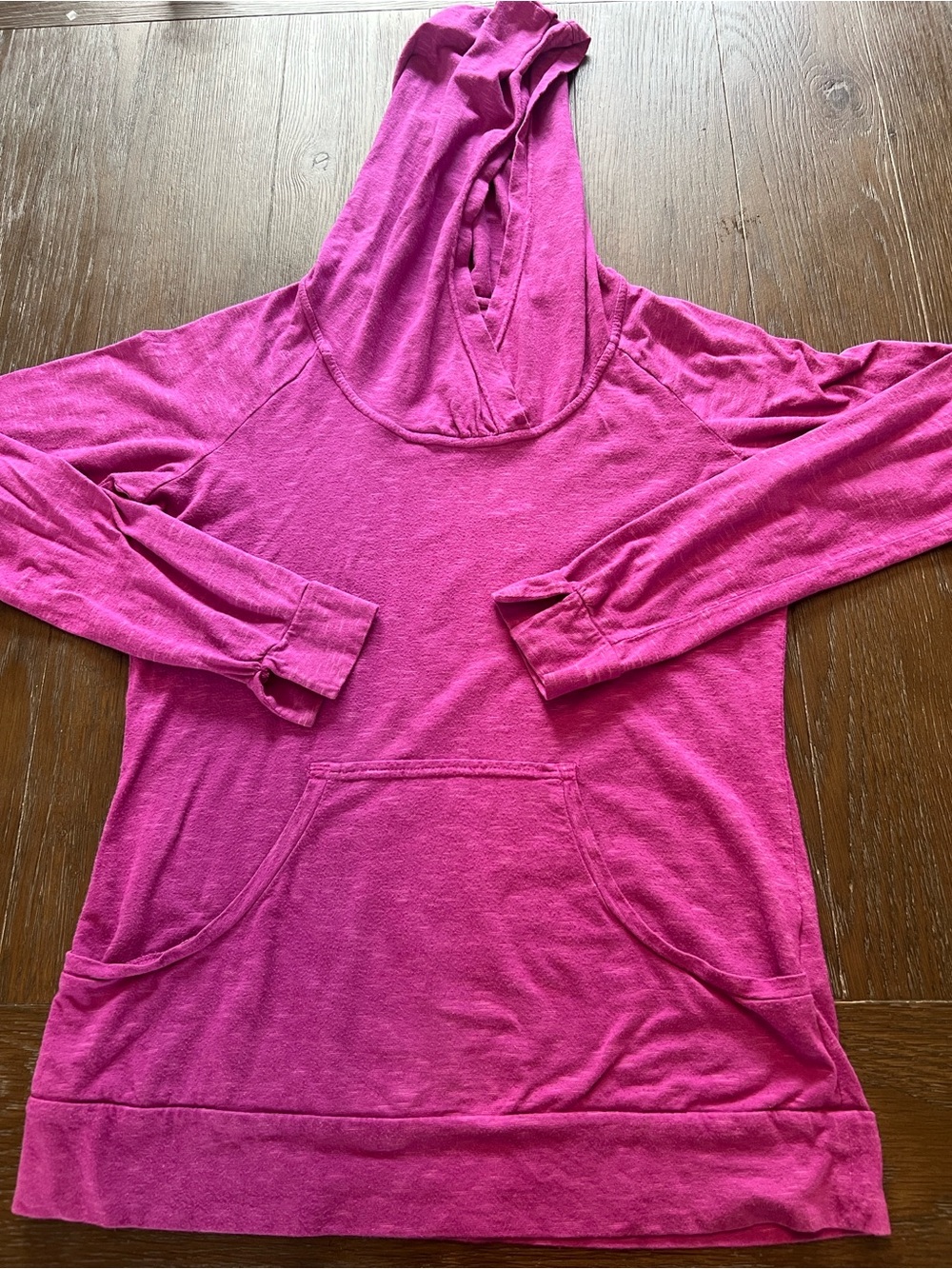 Columbia Women's Bright Fuchsia Hooded Pullover Shirt Front Pockets
